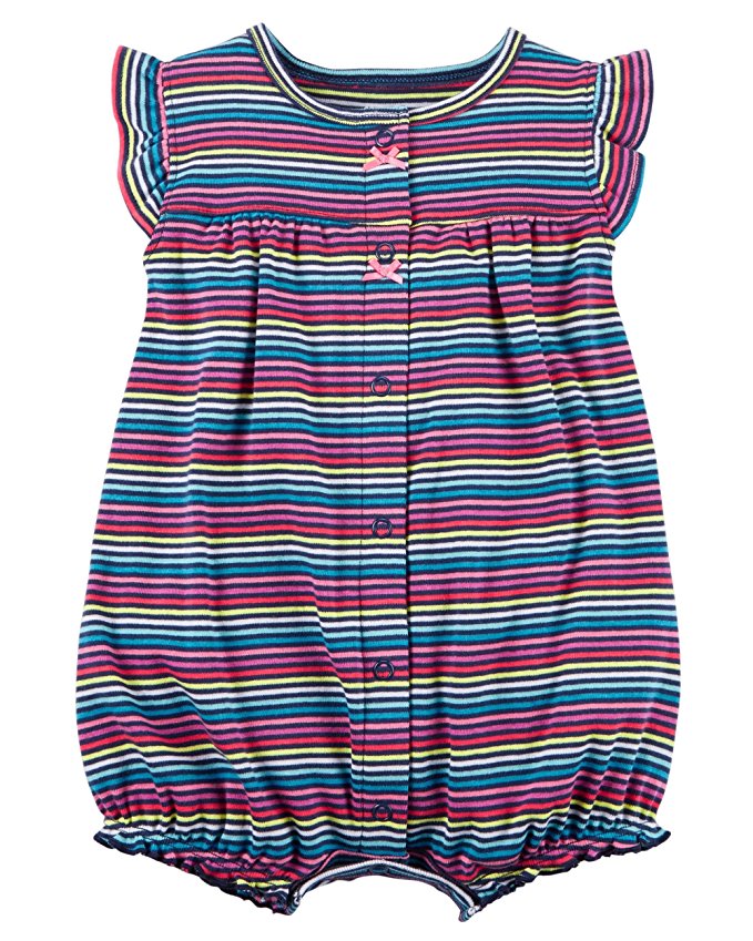 Carter's Baby Girls' Multi Striped Snap up Cotton Romper 12-M - ADDROS.COM